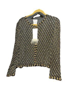 Sténay Women’s Black & Gold Beaded Cardigan Size Large #0232